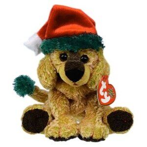 Ty Jingle Beanies Jinglepup Plush Hat Christmas Ornament Green Tail Trim NEW